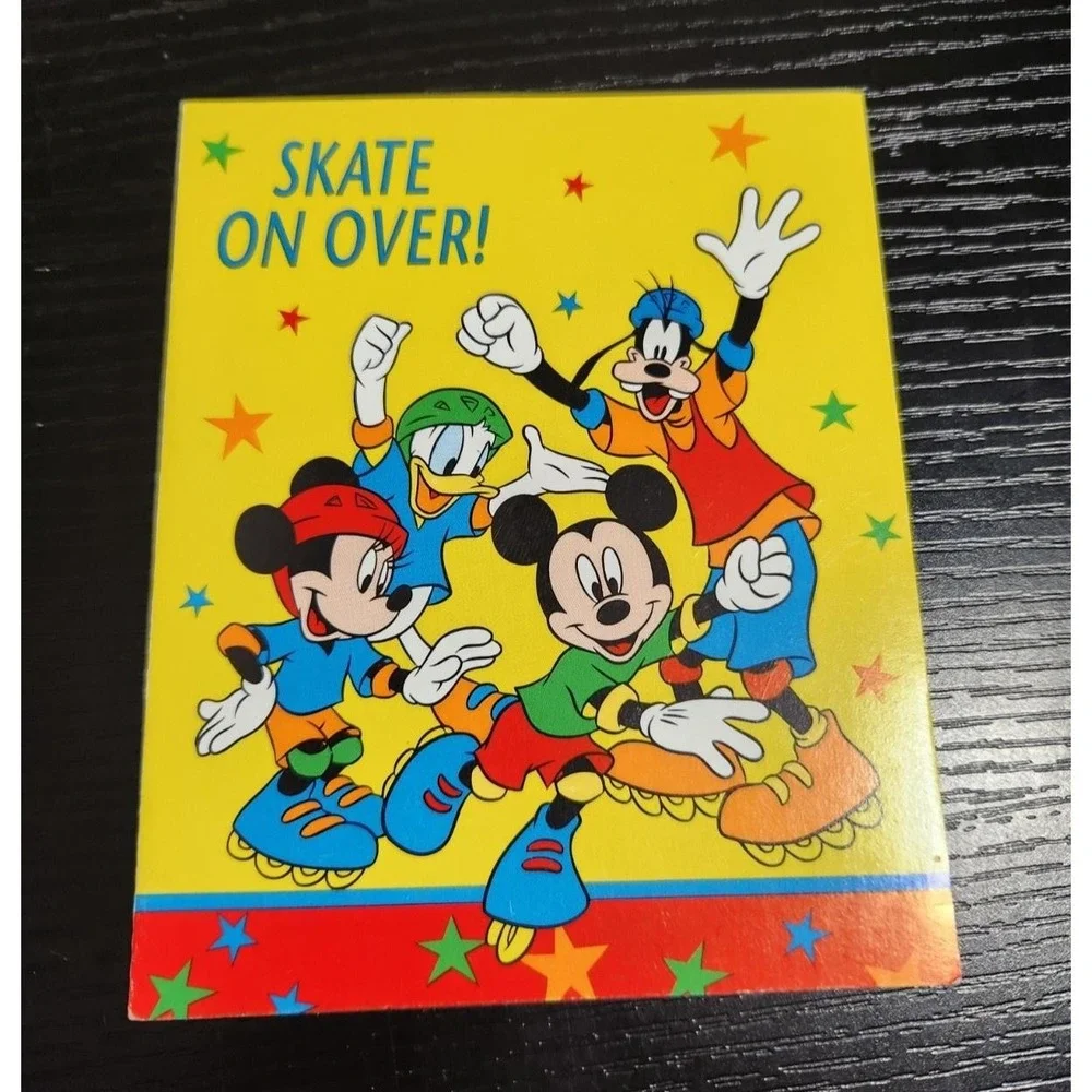 vintage Disney Skate On Over party invitations Lot 8‎ Mickey Minnie Donald Goofy